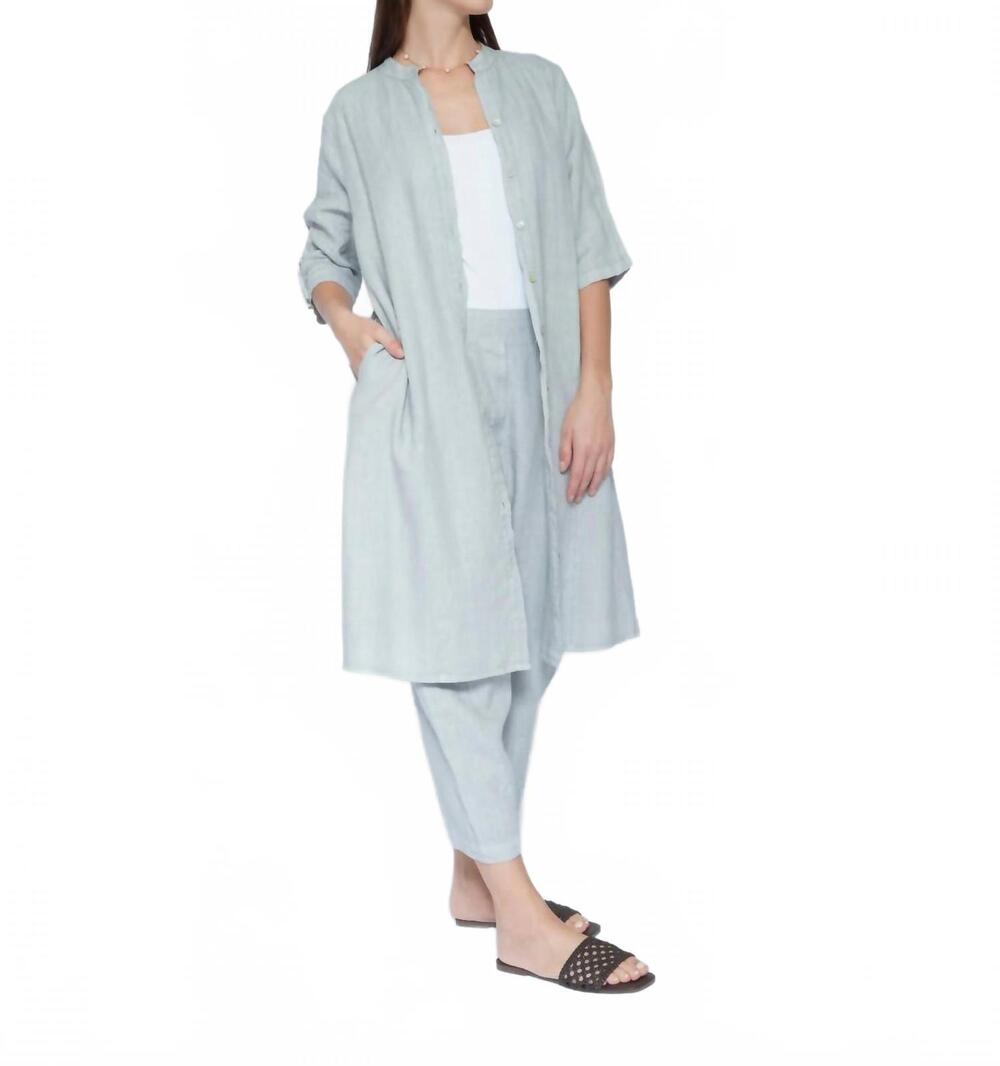 NEW BLUEBERRY cinch waist long shirt in silver